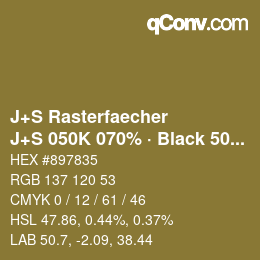 Color code: J+S Rasterfaecher - J+S 050K 070% · Black 50% | qconv.com