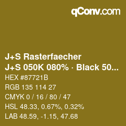 Farbcode: J+S Rasterfaecher - J+S 050K 080% · Black 50% | qconv.com