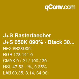 カラーコード: J+S Rasterfaecher - J+S 050K 090% · Black 30% | qconv.com