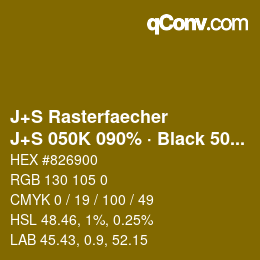 Farbcode: J+S Rasterfaecher - J+S 050K 090% · Black 50% | qconv.com