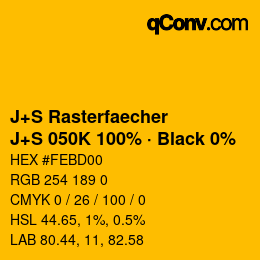 Code couleur: J+S Rasterfaecher - J+S 050K 100% · Black 0% | qconv.com