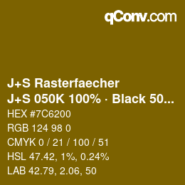 カラーコード: J+S Rasterfaecher - J+S 050K 100% · Black 50% | qconv.com