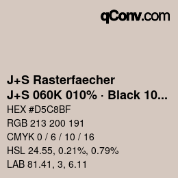 カラーコード: J+S Rasterfaecher - J+S 060K 010% · Black 10% | qconv.com
