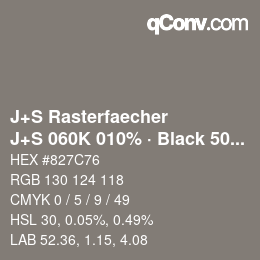 Color code: J+S Rasterfaecher - J+S 060K 010% · Black 50% | qconv.com