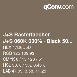 Farbcode: J+S Rasterfaecher - J+S 060K 030% · Black 50% | qconv.com