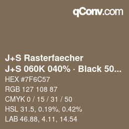 Farbcode: J+S Rasterfaecher - J+S 060K 040% · Black 50% | qconv.com