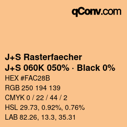 Code couleur: J+S Rasterfaecher - J+S 060K 050% · Black 0% | qconv.com