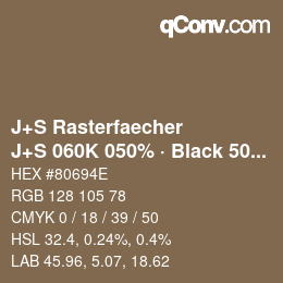 Farbcode: J+S Rasterfaecher - J+S 060K 050% · Black 50% | qconv.com