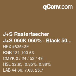 Farbcode: J+S Rasterfaecher - J+S 060K 060% · Black 50% | qconv.com