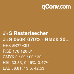 Code couleur: J+S Rasterfaecher - J+S 060K 070% · Black 30% | qconv.com