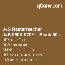Farbcode: J+S Rasterfaecher - J+S 060K 070% · Black 50% | qconv.com