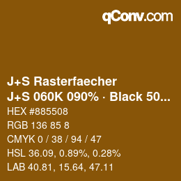 Farbcode: J+S Rasterfaecher - J+S 060K 090% · Black 50% | qconv.com