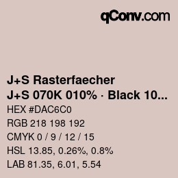 カラーコード: J+S Rasterfaecher - J+S 070K 010% · Black 10% | qconv.com