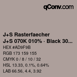 カラーコード: J+S Rasterfaecher - J+S 070K 010% · Black 30% | qconv.com