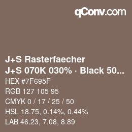 Code couleur: J+S Rasterfaecher - J+S 070K 030% · Black 50% | qconv.com