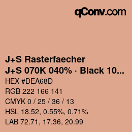 カラーコード: J+S Rasterfaecher - J+S 070K 040% · Black 10% | qconv.com