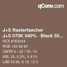 Code couleur: J+S Rasterfaecher - J+S 070K 040% · Black 50% | qconv.com