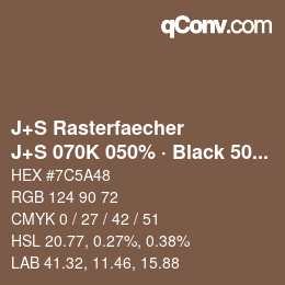 Farbcode: J+S Rasterfaecher - J+S 070K 050% · Black 50% | qconv.com