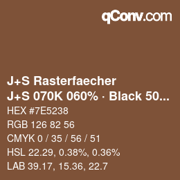 Code couleur: J+S Rasterfaecher - J+S 070K 060% · Black 50% | qconv.com