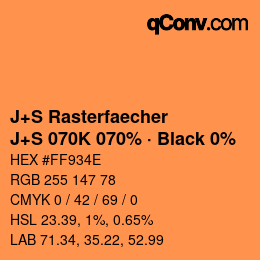 Code couleur: J+S Rasterfaecher - J+S 070K 070% · Black 0% | qconv.com