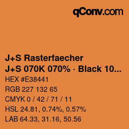 Farbcode: J+S Rasterfaecher - J+S 070K 070% · Black 10% | qconv.com