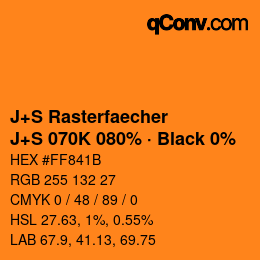Farbcode: J+S Rasterfaecher - J+S 070K 080% · Black 0% | qconv.com
