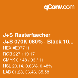 Farbcode: J+S Rasterfaecher - J+S 070K 080% · Black 10% | qconv.com