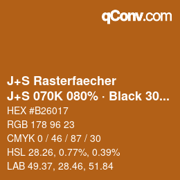 Code couleur: J+S Rasterfaecher - J+S 070K 080% · Black 30% | qconv.com