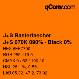 Farbcode: J+S Rasterfaecher - J+S 070K 090% · Black 0% | qconv.com