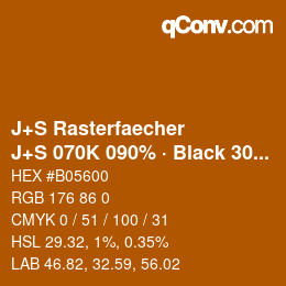 Farbcode: J+S Rasterfaecher - J+S 070K 090% · Black 30% | qconv.com