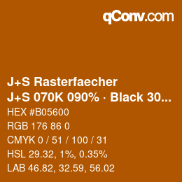 Color code: J+S Rasterfaecher - J+S 070K 090% · Black 30% | qconv.com