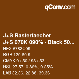 カラーコード: J+S Rasterfaecher - J+S 070K 090% · Black 50% | qconv.com