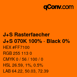 カラーコード: J+S Rasterfaecher - J+S 070K 100% · Black 0% | qconv.com
