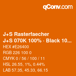 カラーコード: J+S Rasterfaecher - J+S 070K 100% · Black 10% | qconv.com