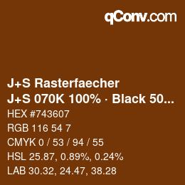 カラーコード: J+S Rasterfaecher - J+S 070K 100% · Black 50% | qconv.com