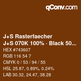 Color code: J+S Rasterfaecher - J+S 070K 100% · Black 50% | qconv.com