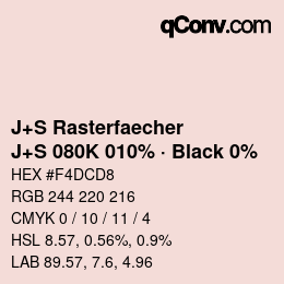 Farbcode: J+S Rasterfaecher - J+S 080K 010% · Black 0% | qconv.com