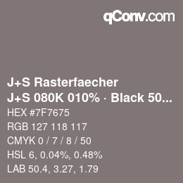 Code couleur: J+S Rasterfaecher - J+S 080K 010% · Black 50% | qconv.com