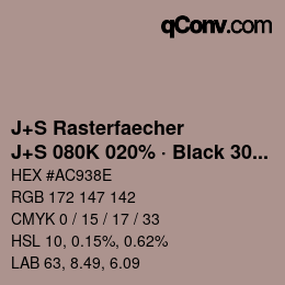 Farbcode: J+S Rasterfaecher - J+S 080K 020% · Black 30% | qconv.com