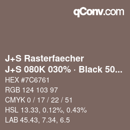 Farbcode: J+S Rasterfaecher - J+S 080K 030% · Black 50% | qconv.com