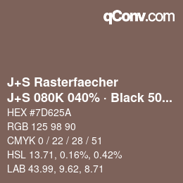カラーコード: J+S Rasterfaecher - J+S 080K 040% · Black 50% | qconv.com