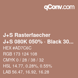 Code couleur: J+S Rasterfaecher - J+S 080K 050% · Black 30% | qconv.com