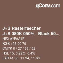 カラーコード: J+S Rasterfaecher - J+S 080K 050% · Black 50% | qconv.com