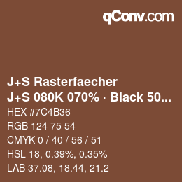 Farbcode: J+S Rasterfaecher - J+S 080K 070% · Black 50% | qconv.com