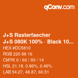 Code couleur: J+S Rasterfaecher - J+S 080K 100% · Black 10% | qconv.com