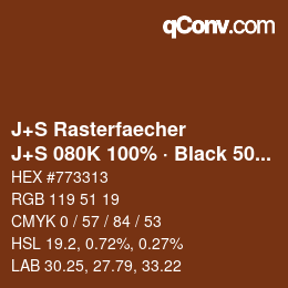 Farbcode: J+S Rasterfaecher - J+S 080K 100% · Black 50% | qconv.com