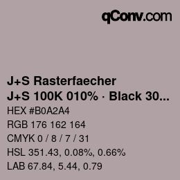 Farbcode: J+S Rasterfaecher - J+S 100K 010% · Black 30% | qconv.com