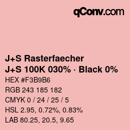 カラーコード: J+S Rasterfaecher - J+S 100K 030% · Black 0% | qconv.com