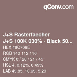 Farbcode: J+S Rasterfaecher - J+S 100K 030% · Black 50% | qconv.com