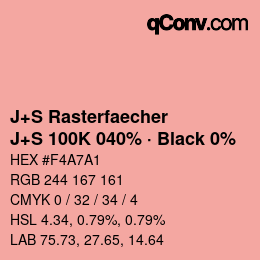 Farbcode: J+S Rasterfaecher - J+S 100K 040% · Black 0% | qconv.com